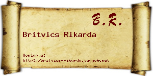 Britvics Rikarda névjegykártya